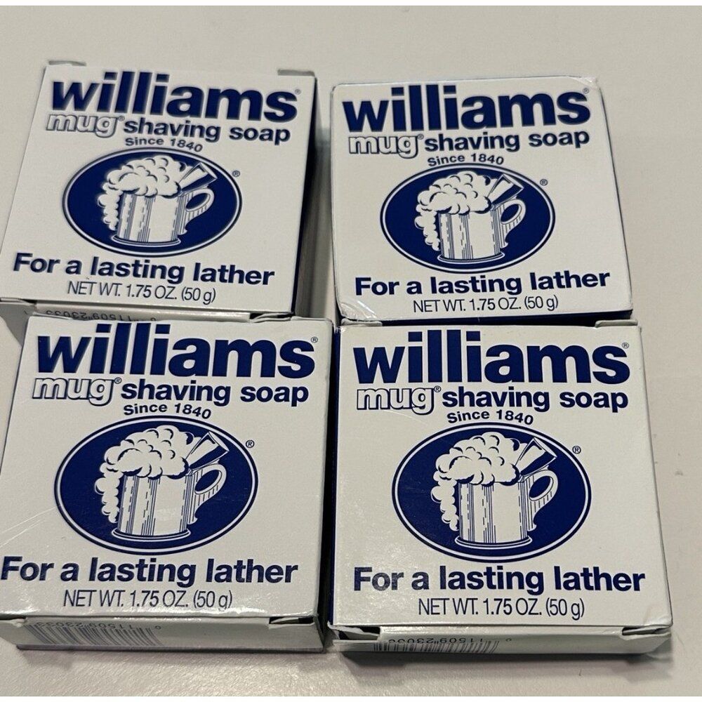 4 NEW Williams Mug Shaving Soap 1.75 Oz 50g Bar Discontinued